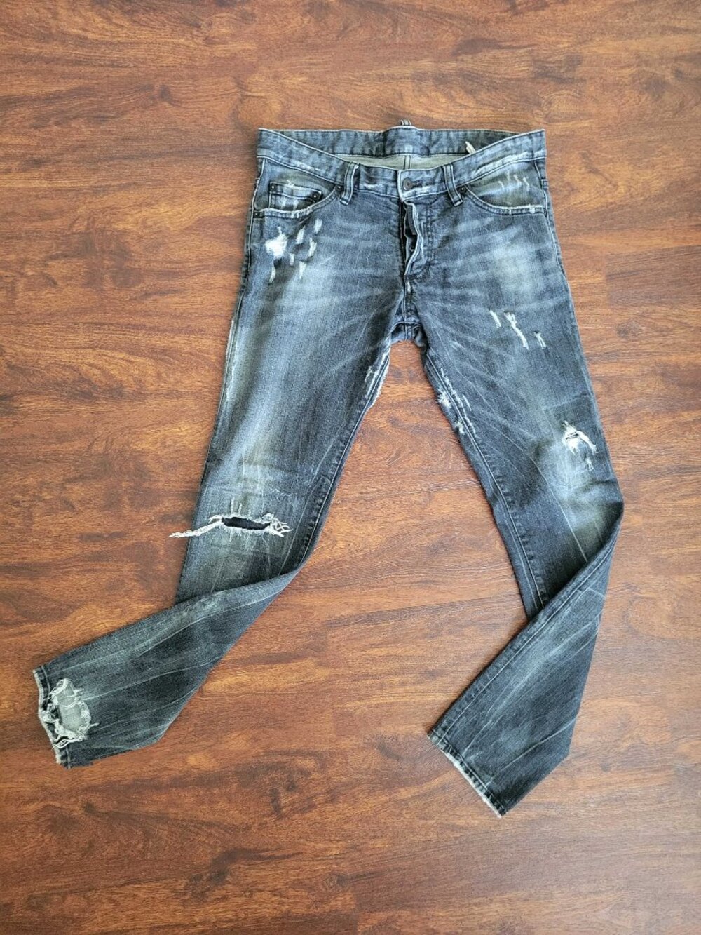 Dsquared2 Distressed Black Denim Jeans Moto Biker Goth Italy Streetwear IT48